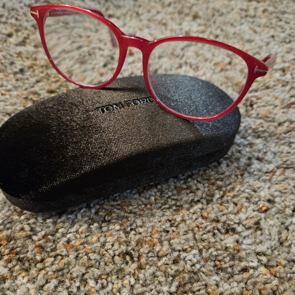 Tom Ford Bright Red Round Women's Glasses - Picture 3 of 4